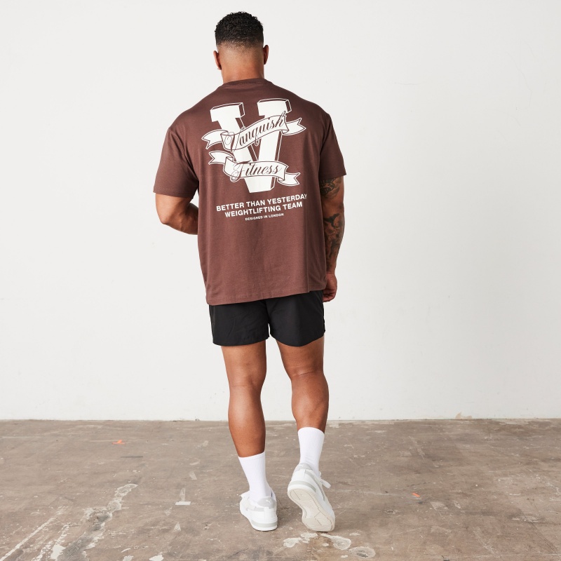 Vanquish Fitness TSP Coffee Brown Weightlifting Team Oversized T Shirt Coffee Brown | EUYD90173