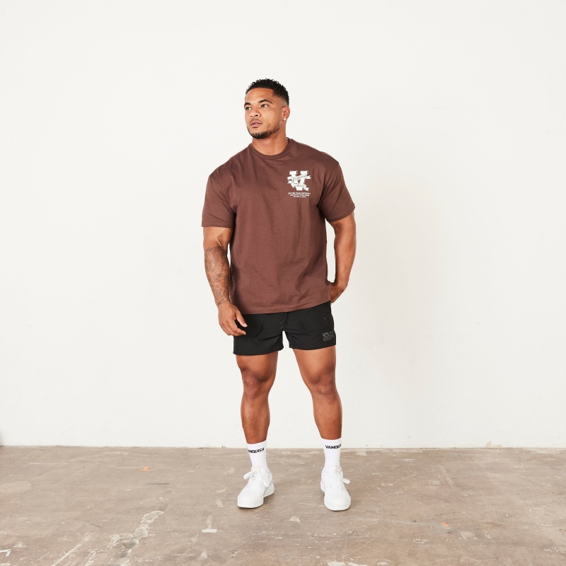 Vanquish Fitness TSP Coffee Brown Weightlifting Team Oversized T Shirt Coffee Brown | EUYD90173