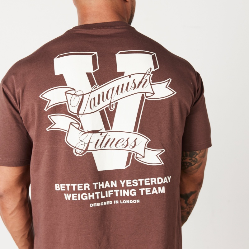 Vanquish Fitness TSP Coffee Brown Weightlifting Team Oversized T Shirt Coffee Brown | EUYD90173