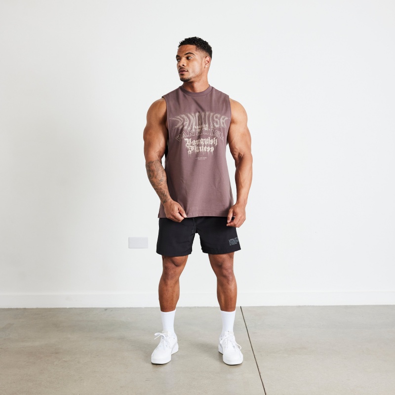 Vanquish Fitness TSP Dark Brown Metal Sleeveless T Shirt Dark Brown | FZGW24801