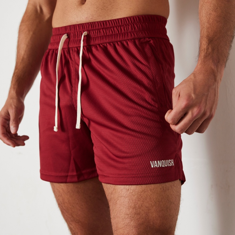 Vanquish Fitness TSP Deep Red Mesh Shorts Deep Red | TRSG26431