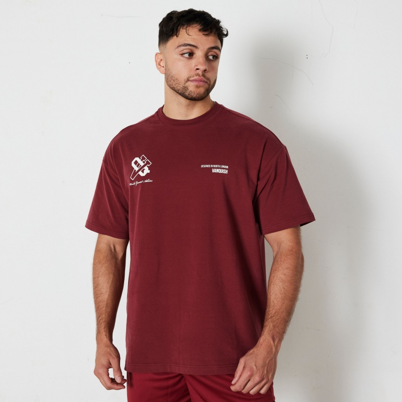 Vanquish Fitness TSP Deep Red VQ Oversized T Shirt Deep Red | RJXL10749