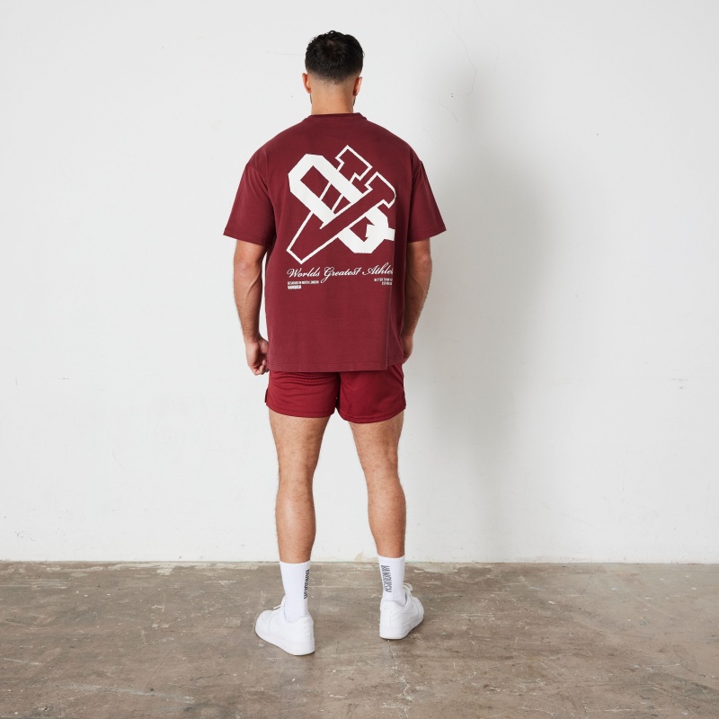 Vanquish Fitness TSP Deep Red VQ Oversized T Shirt Deep Red | RJXL10749