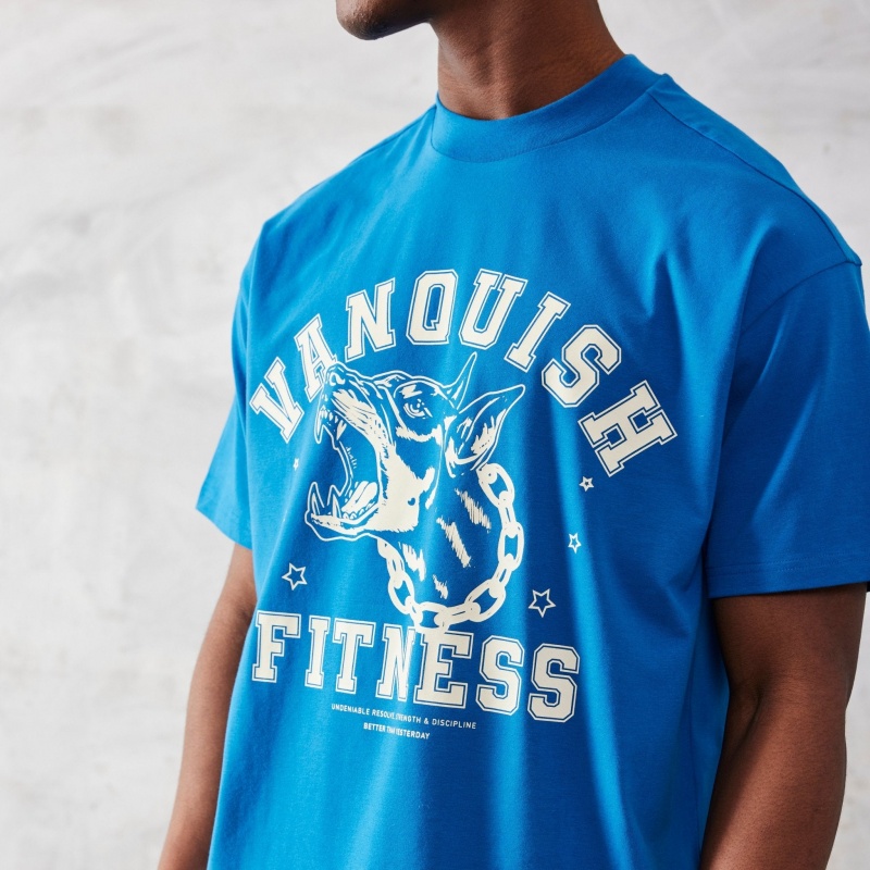 Vanquish Fitness TSP Deep Sea Blue Dobermann Oversized T Shirt Blue | RTZE95862