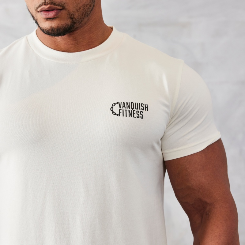 Vanquish Fitness TSP Vintage White Discipline Fitted T Shirt White | BDUX34786