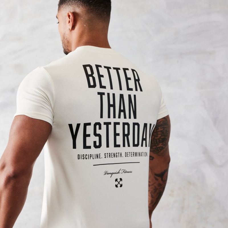 Vanquish Fitness TSP Vintage White Discipline Fitted T Shirt White | BDUX34786