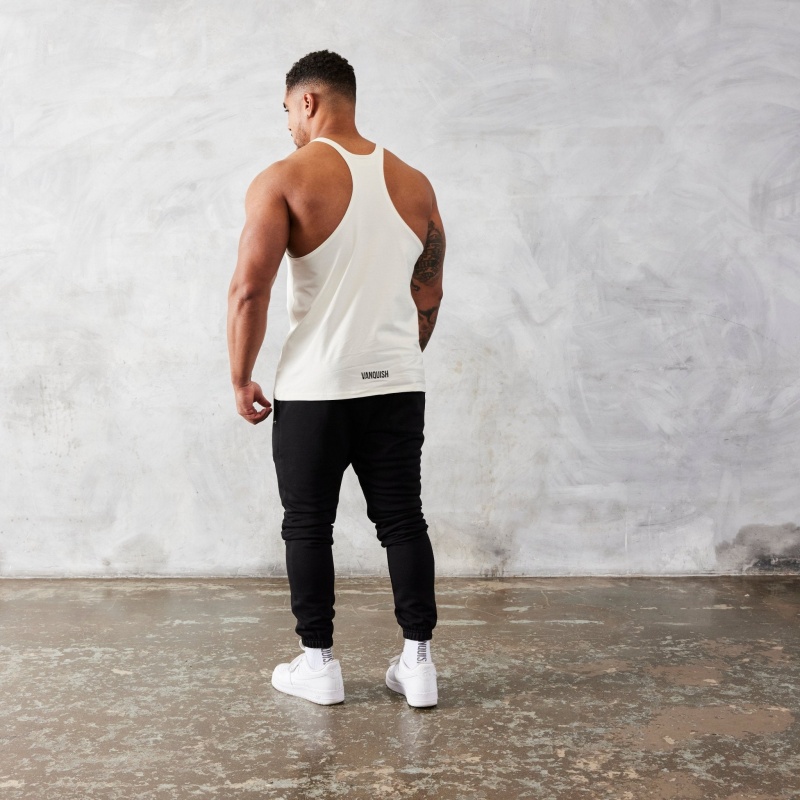 Vanquish Fitness TSP Vintage White Dobermann Stringer Vest White | HLVY29683