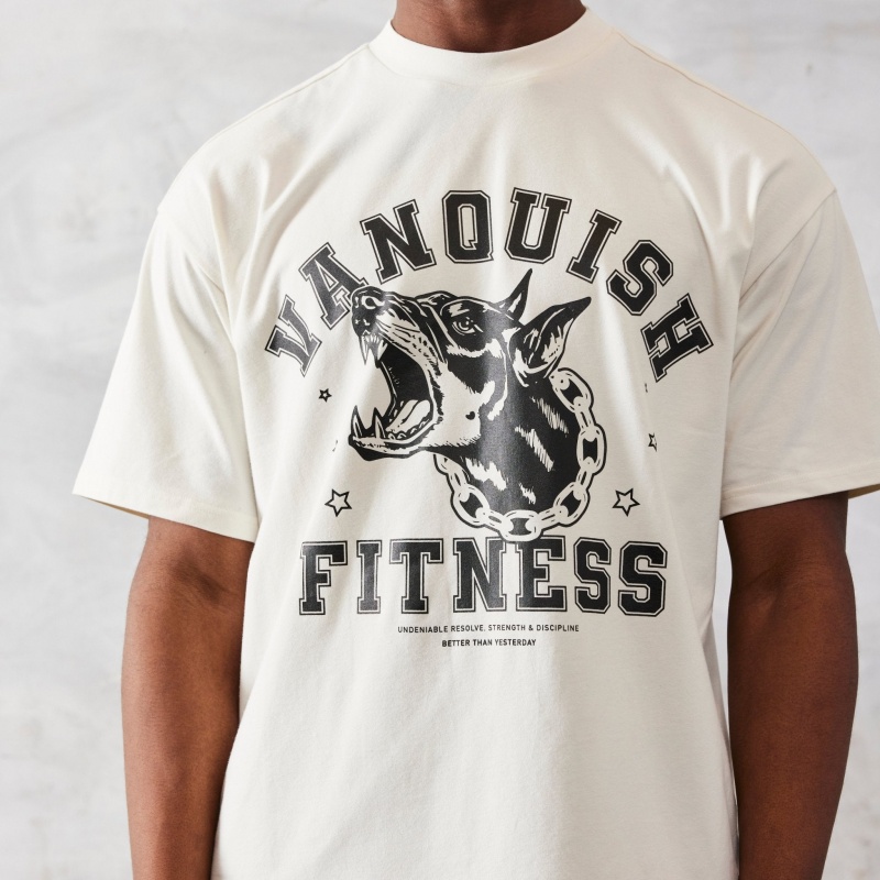 Vanquish Fitness TSP Vintage White Dobermann Oversized T Shirt White | WGBV52486