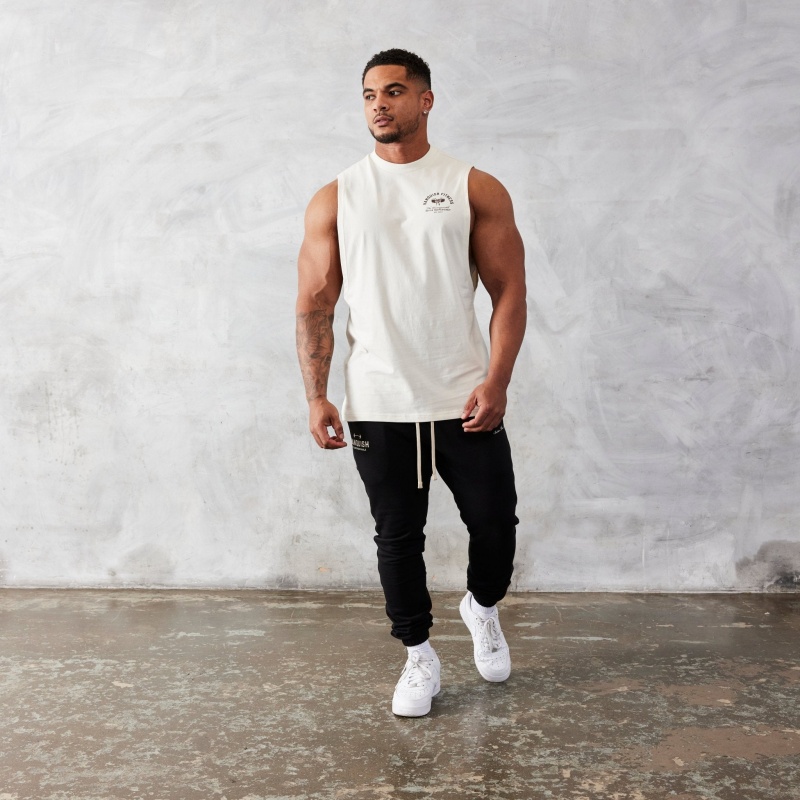 Vanquish Fitness TSP Vintage White Strength Sleeveless T Shirt White | IPFM50178