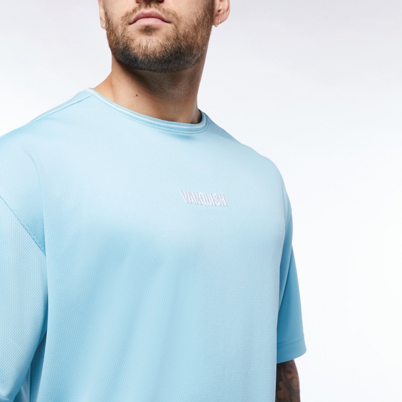 Vanquish Fitness Throwback Blue Oversized T Shirt Blue | MODW02316 