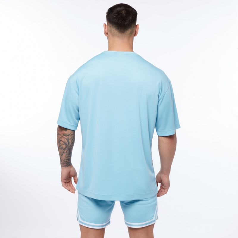 Vanquish Fitness Throwback Blue Oversized T Shirt Blue | MODW02316 