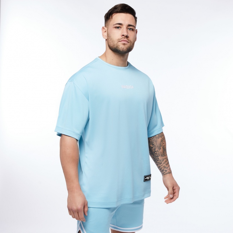 Vanquish Fitness Throwback Blue Oversized T Shirt Blue | MODW02316 