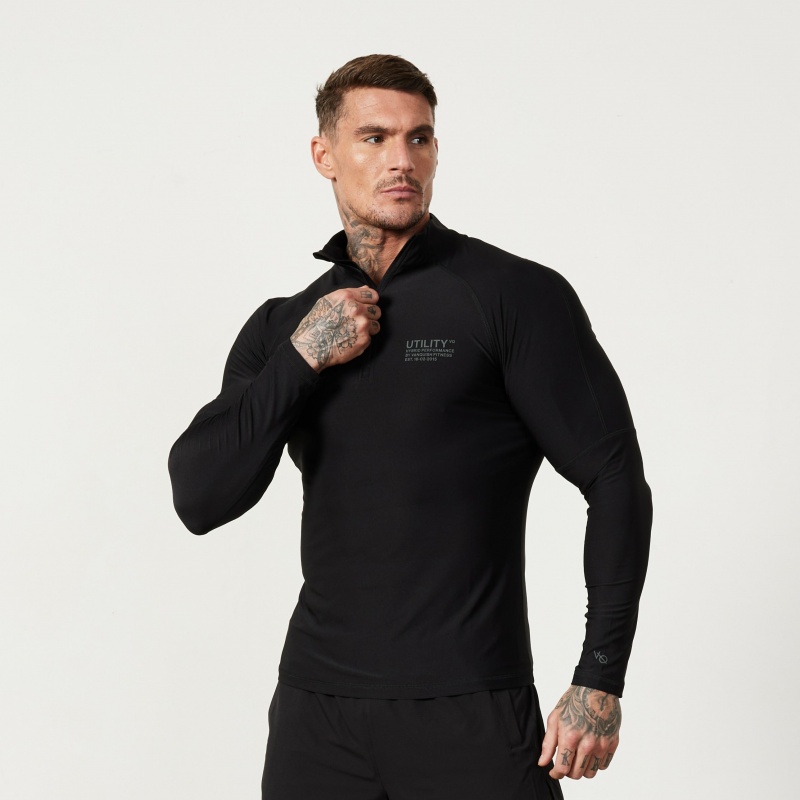 Vanquish Fitness Utility Black 1/4 Zip Training Top Black | PTGA76910