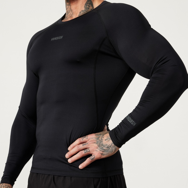 Vanquish Fitness Utility Black Long Sleeve Base Layer Top Black | UROB09784