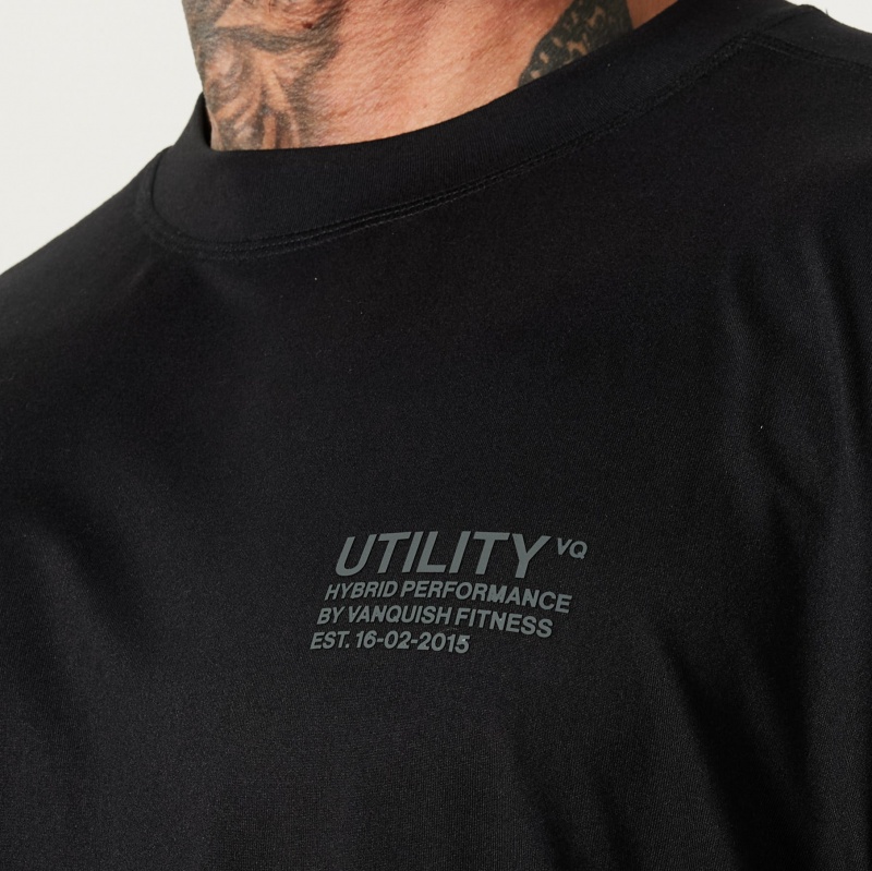 Vanquish Fitness Utility Black Oversized T Shirt Black | XNHU46750