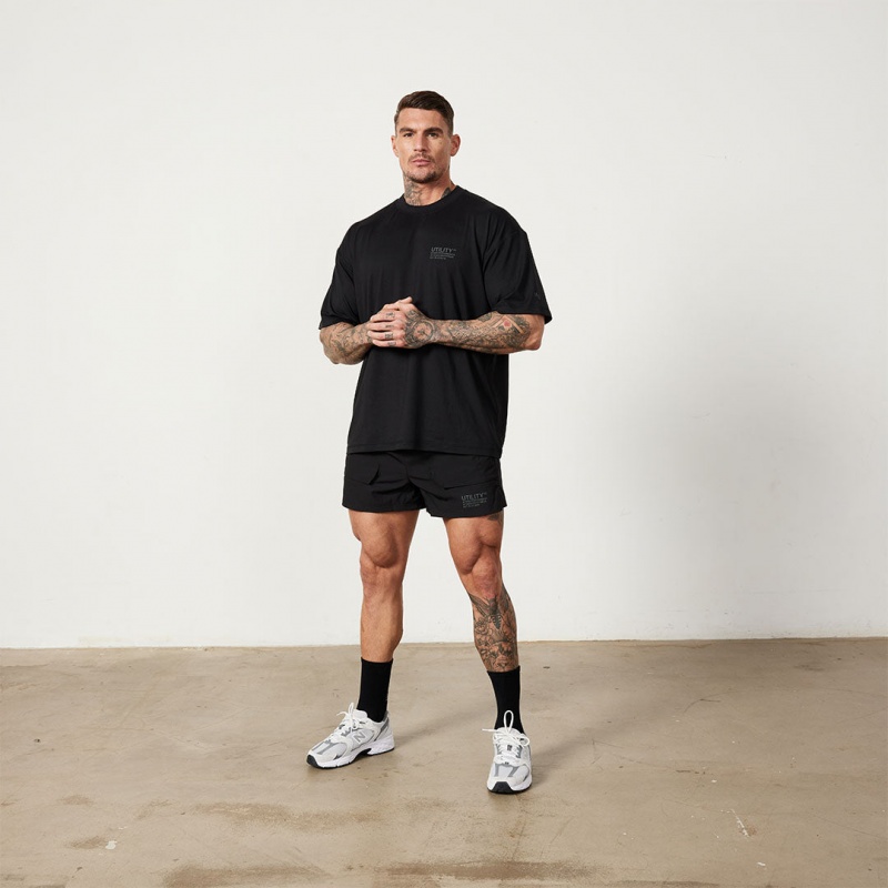 Vanquish Fitness Utility Black Oversized T Shirt Black | XNHU46750