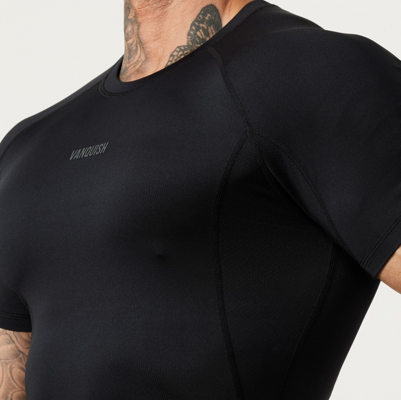 Vanquish Fitness Utility Black Short Sleeve Base Layer Top Black | VMNA64210