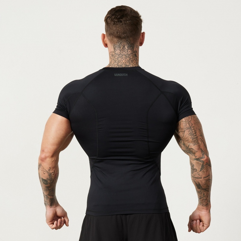 Vanquish Fitness Utility Black Short Sleeve Base Layer Top Black | VMNA64210