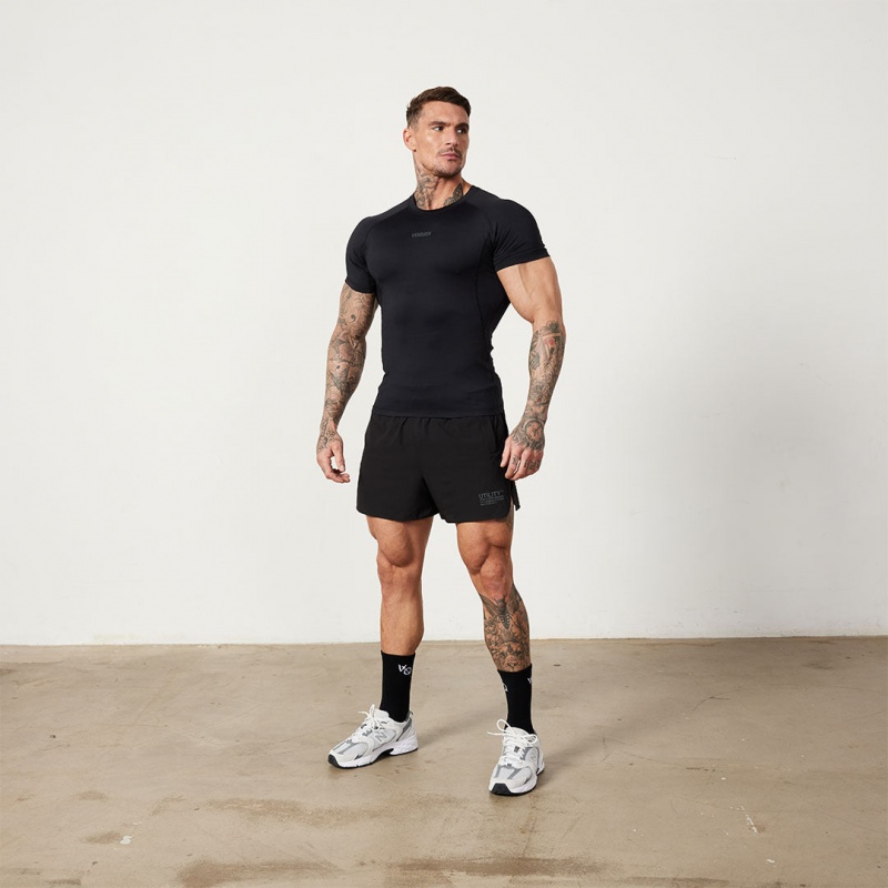 Vanquish Fitness Utility Black Short Sleeve Base Layer Top Black | VMNA64210