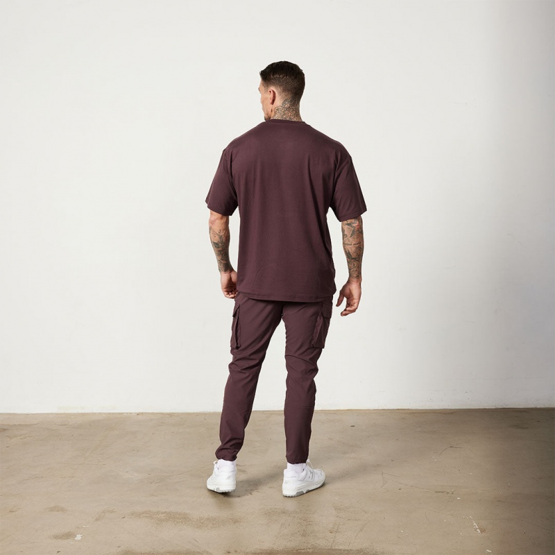 Vanquish Fitness Utility Plum Oversized T Shirt Plum | KEXW98231