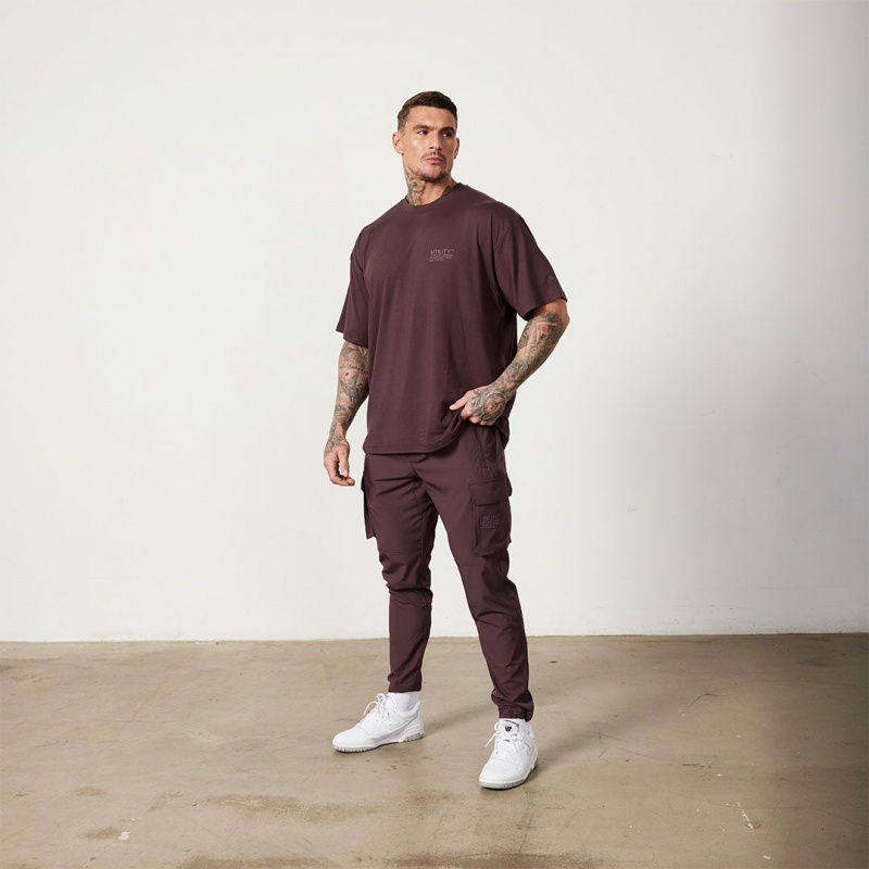 Vanquish Fitness Utility Plum Oversized T Shirt Plum | KEXW98231