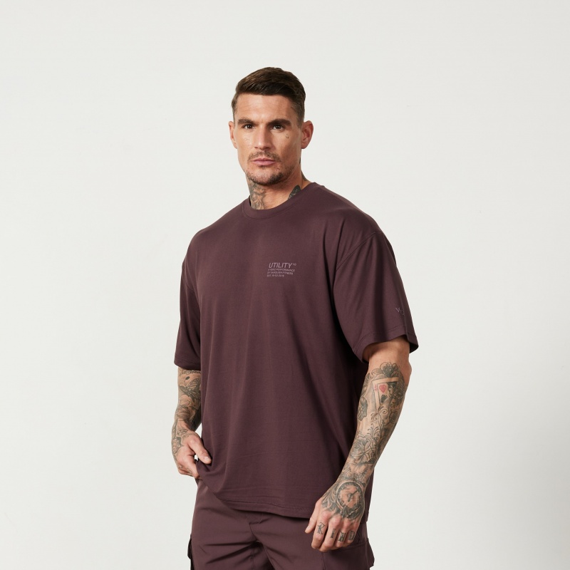 Vanquish Fitness Utility Plum Oversized T Shirt Plum | KEXW98231