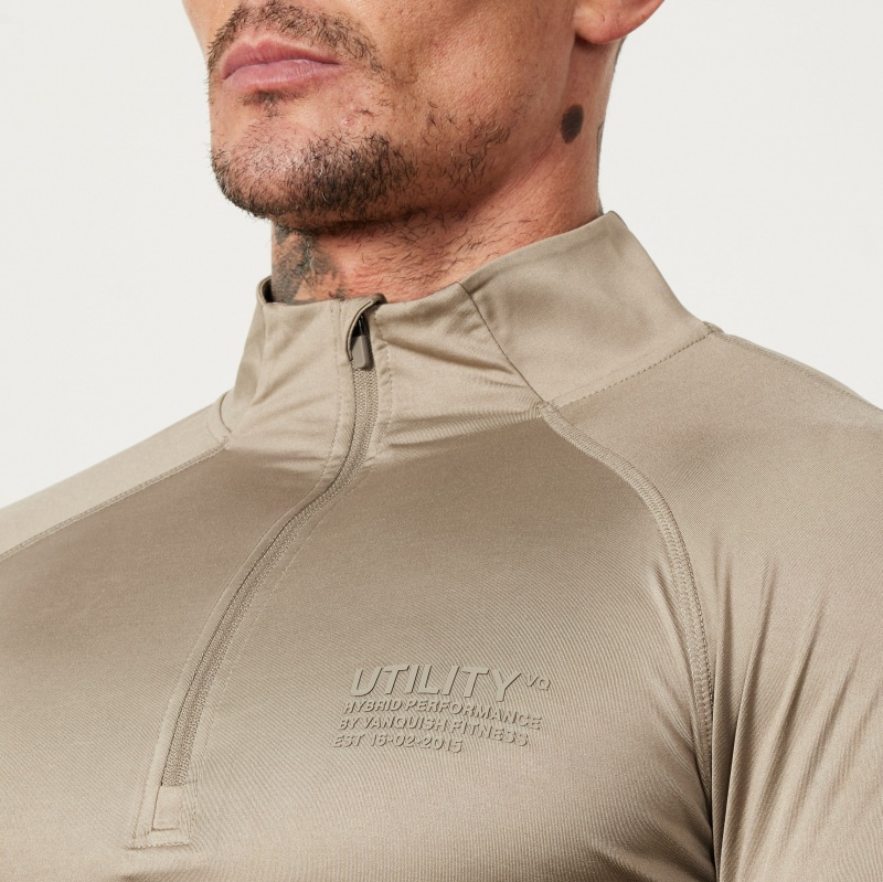 Vanquish Fitness Utility Stone 1/4 Zip Training Top Stone | KDHA49521