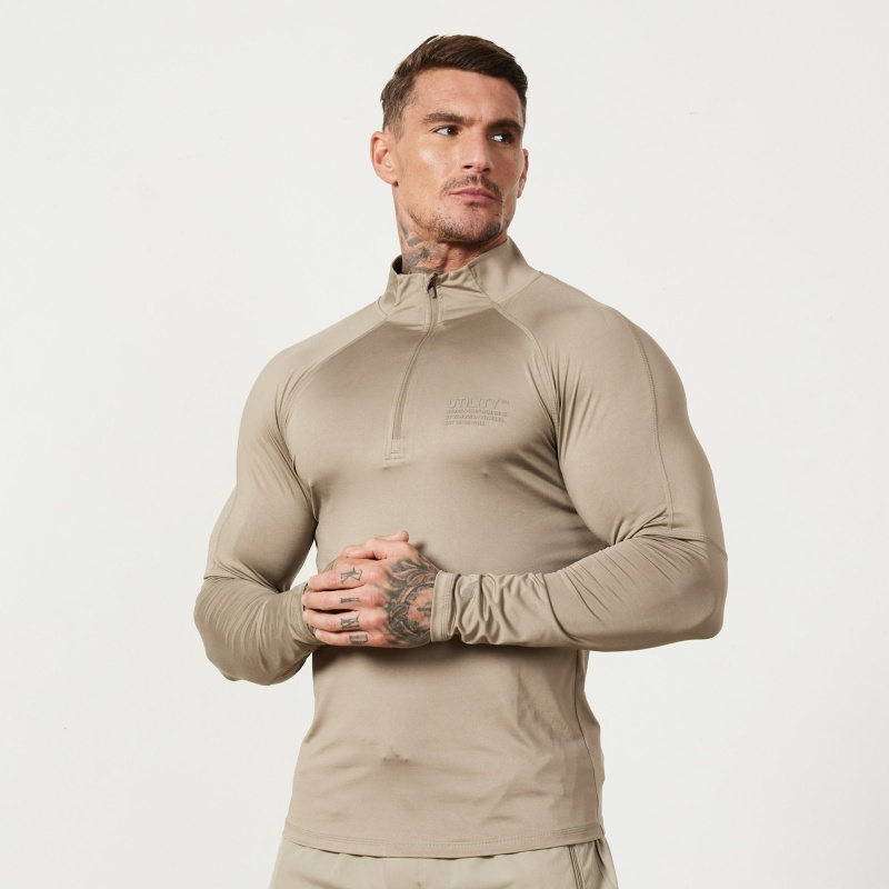 Vanquish Fitness Utility Stone 1/4 Zip Training Top Stone | KDHA49521