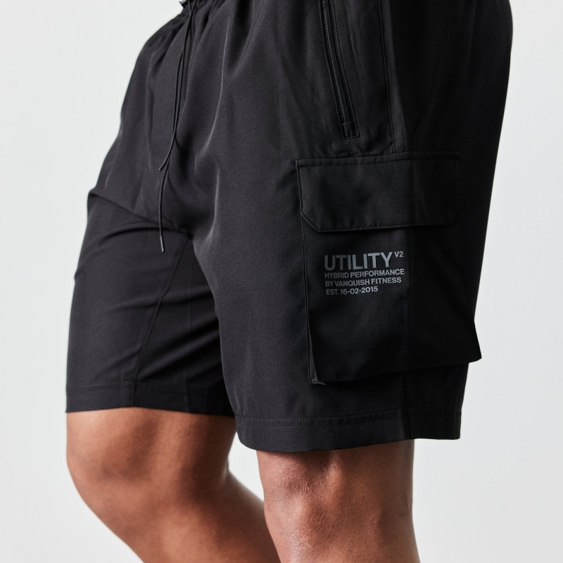 Vanquish Fitness Utility V2 Black Cargo Shorts Black | KFYC21846