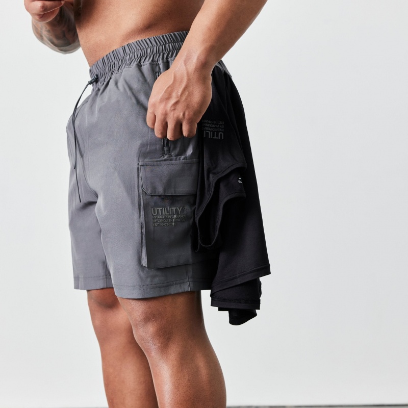 Vanquish Fitness Utility V2 Grey Cargo Shorts Grey | SVKQ19736