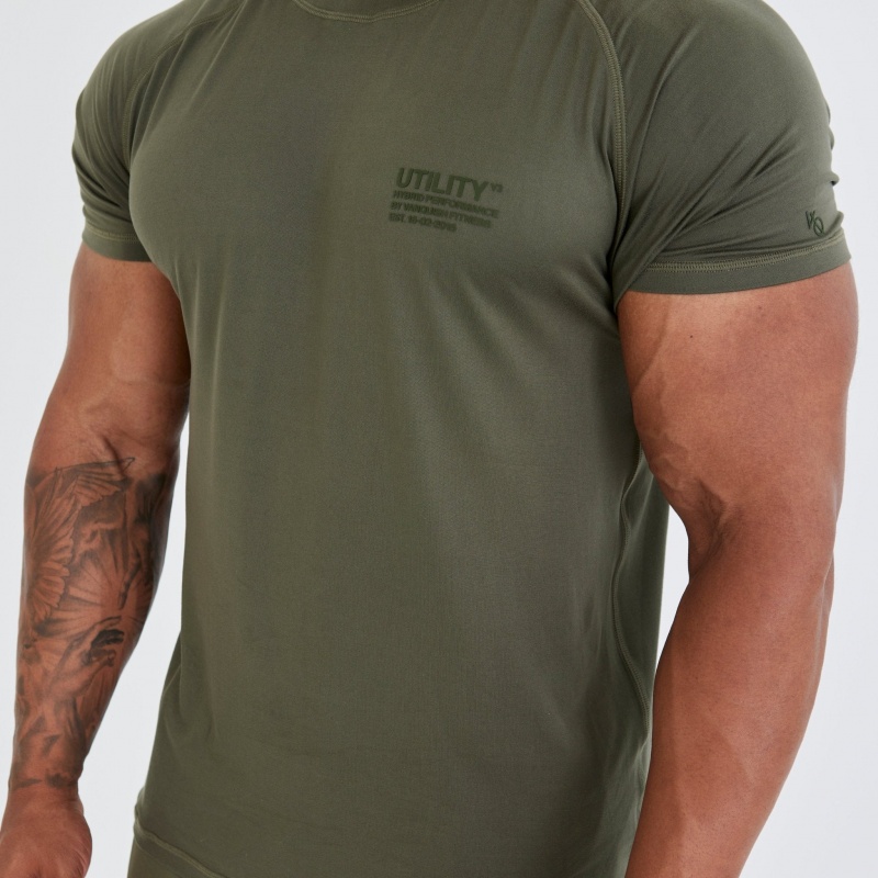 Vanquish Fitness Utility V3 Khaki T Shirt Khaki | UWQN76810