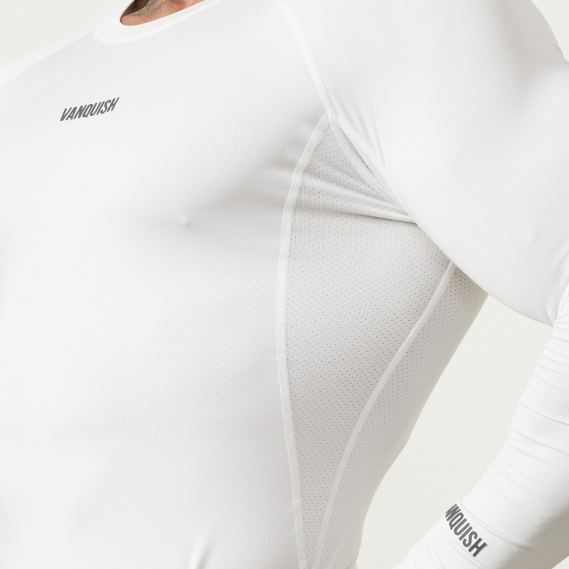 Vanquish Fitness Utility White Long Sleeve Base Layer Top White | CGAX04328