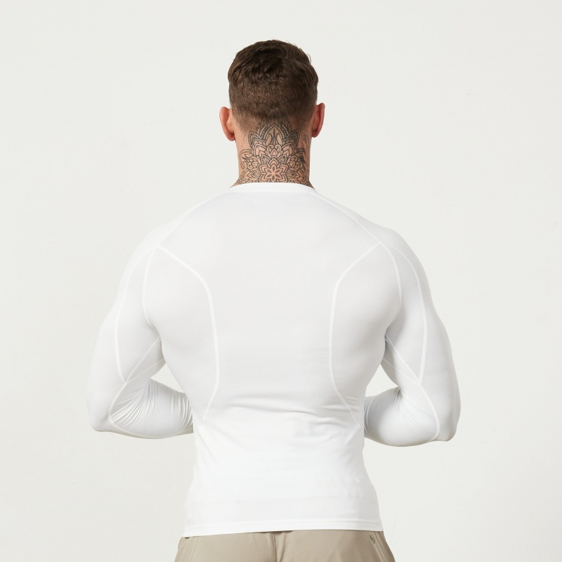 Vanquish Fitness Utility White Long Sleeve Base Layer Top White | CGAX04328