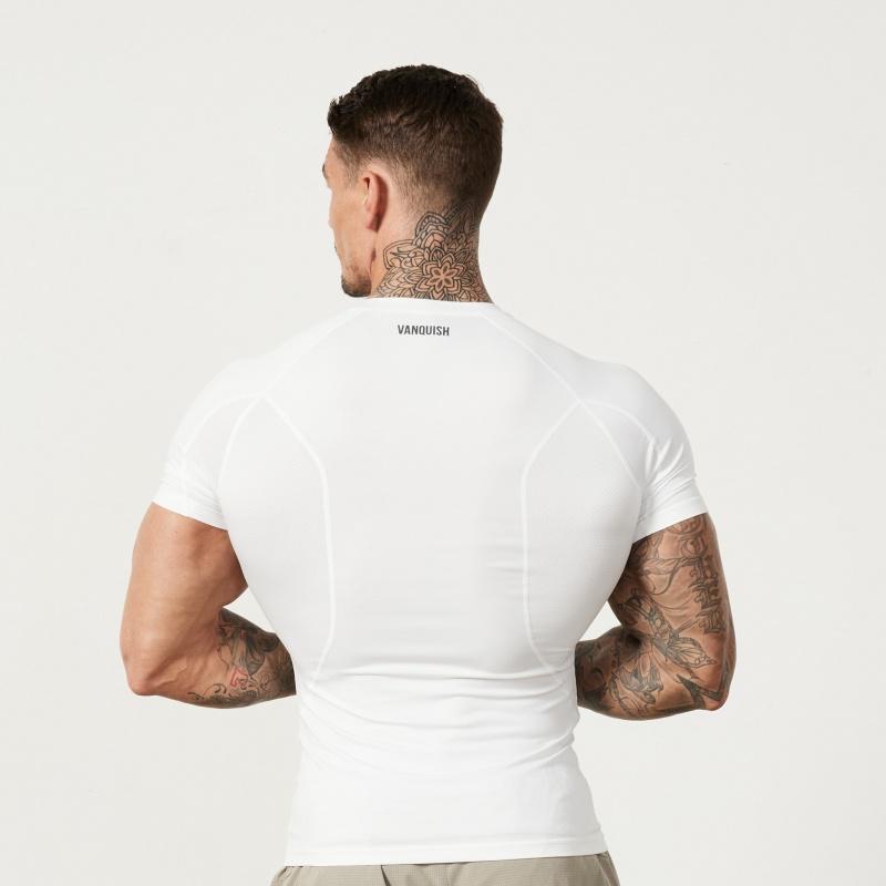 Vanquish Fitness Utility White Short Sleeve Base Layer Top White | YRSK24067