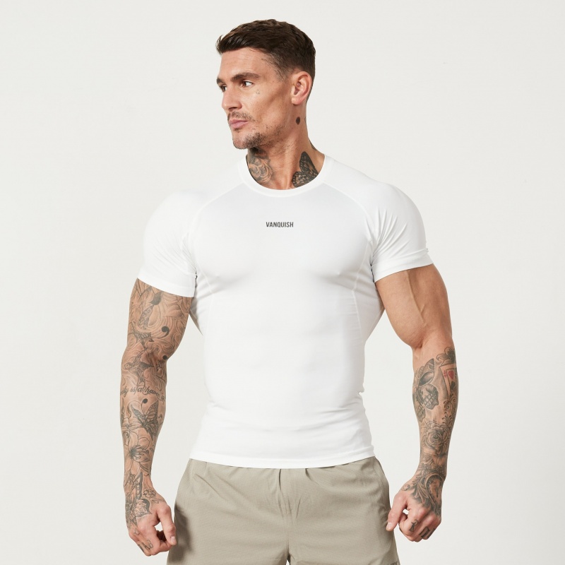 Vanquish Fitness Utility White Short Sleeve Base Layer Top White | YRSK24067