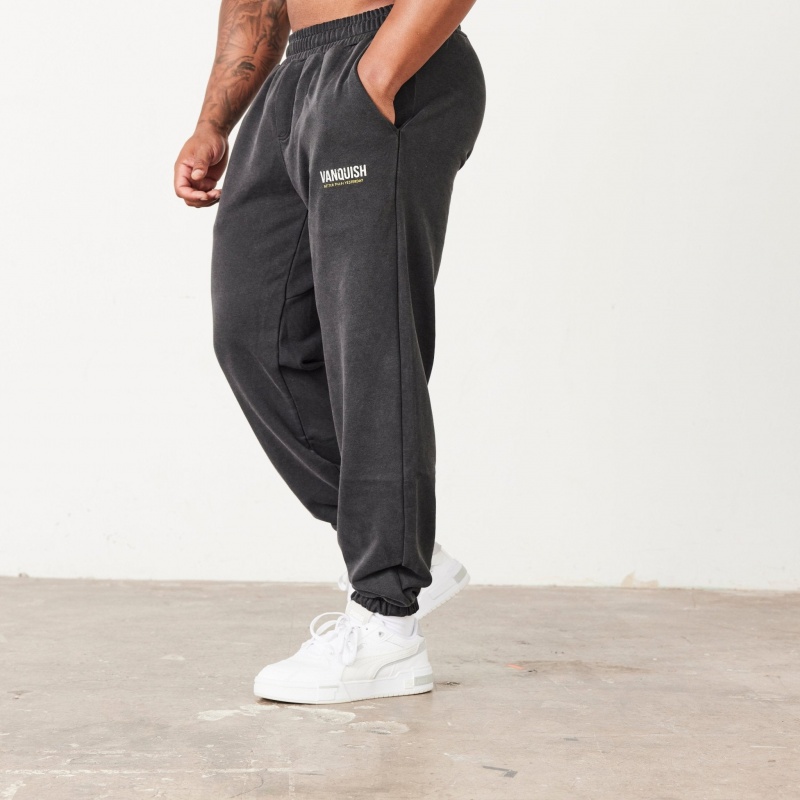 Vanquish Fitness Washed Black Oversized Sweatpants Washed Black | JSKE40719