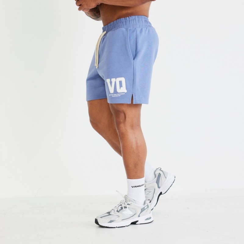 Vanquish Fitness Washed Blue Varsity Shorts Washed Blue | KJOF75613