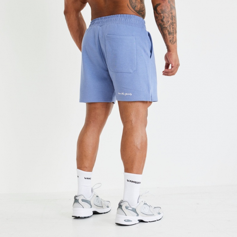 Vanquish Fitness Washed Blue Varsity Shorts Washed Blue | KJOF75613